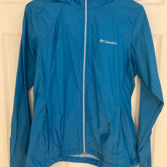 Columbia Rain Jacket Blue Hooded Small - Picture 1 of 8